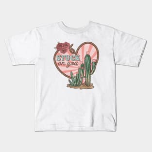 Stuck on You, Western Valentines Day Kids T-Shirt